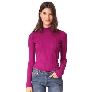 NWT Theory Wide Ribbed Mock Neck Merino Sweater